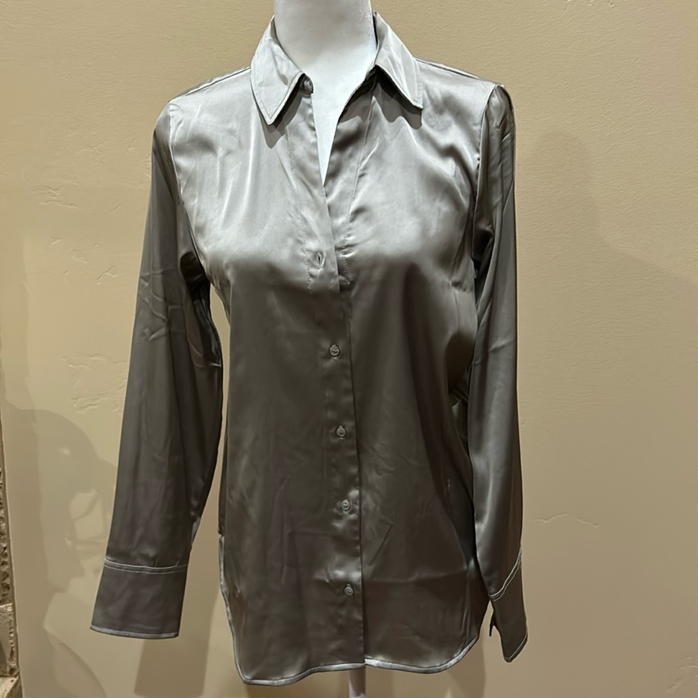 Taupe silk-like blouse